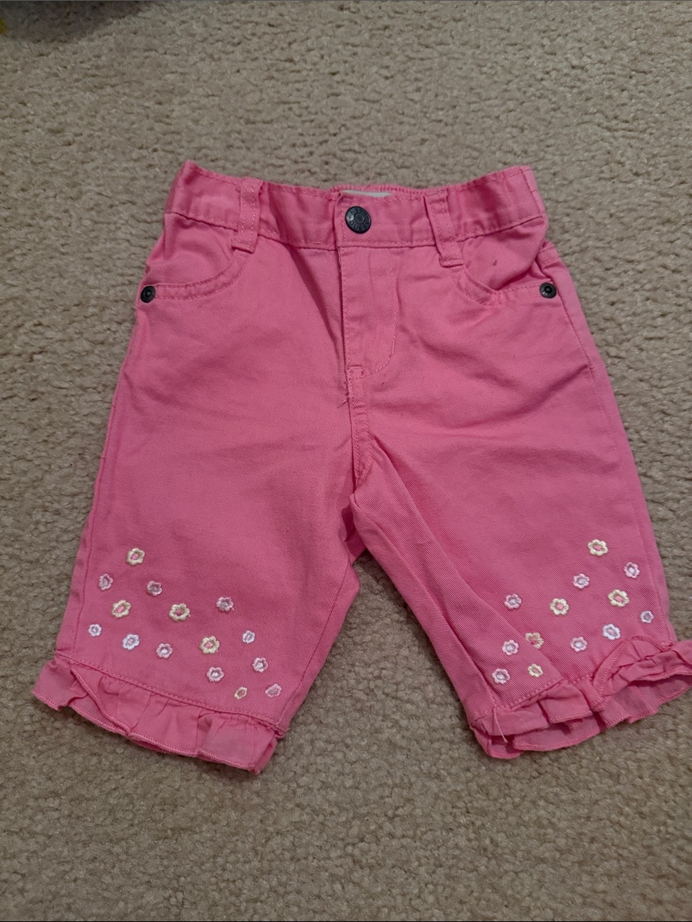 Guess Girls Pink Floral Ruffle Hem Shorts